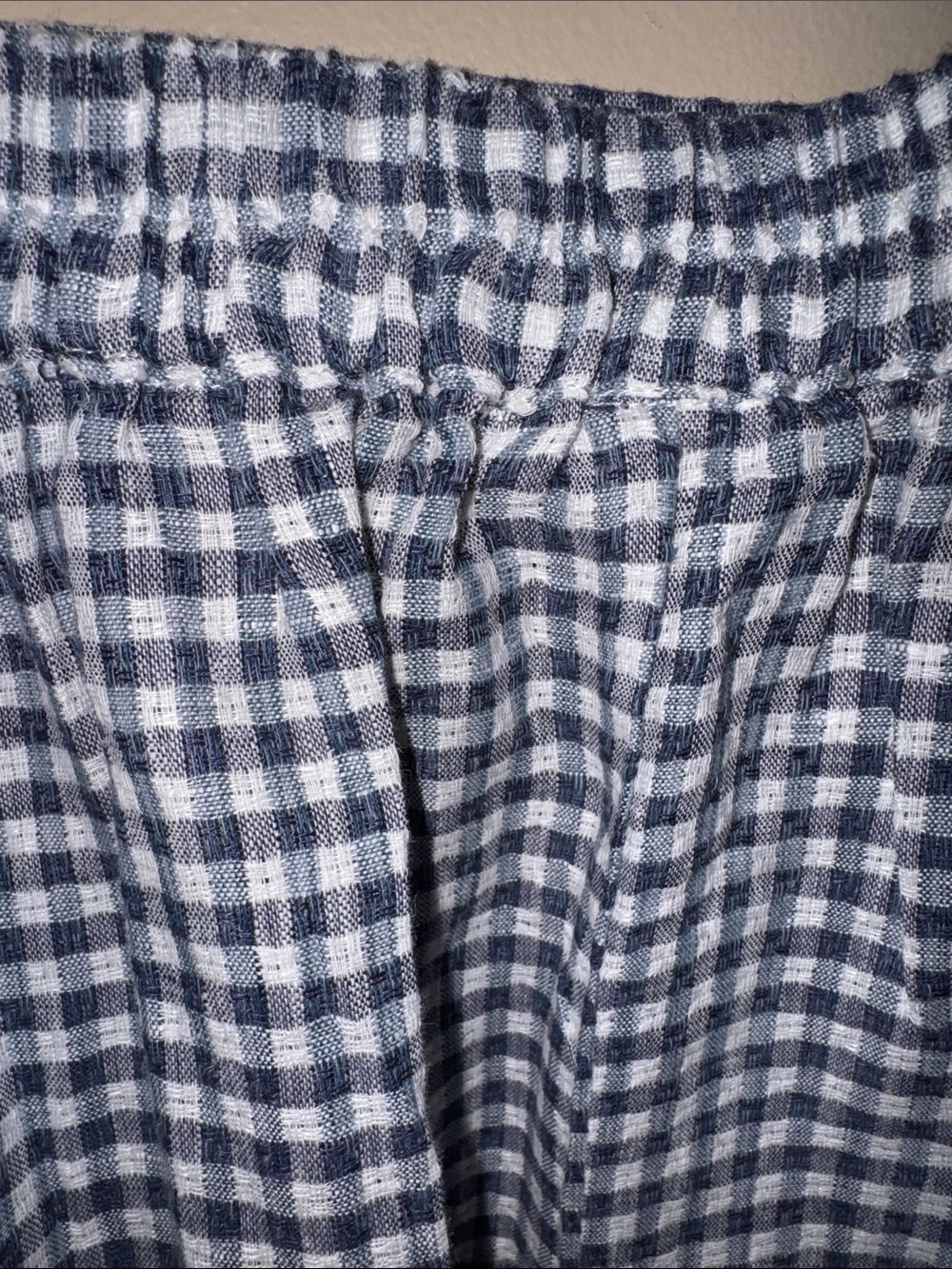 Lintico Marina Linen Checked Elastic Waist dusty blue minimalist utility skirt - Picture 8 of 10